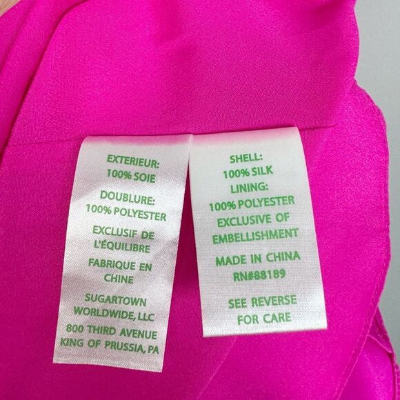 LILLY PULITZER | Fulton Magenta Pink Silk Tunic Dress Beaded Women’s Size Small - Picture 9 of 13